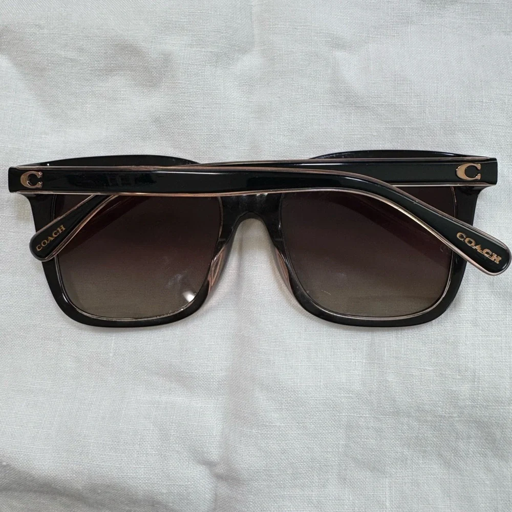 Coach Black Frame Sunglasses with Gradient Brown Lenses